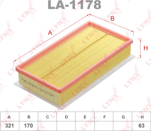 Воздушный фильтр LYNXauto для Volkswagen Teramont I 2017-2026. Артикул LA-1178