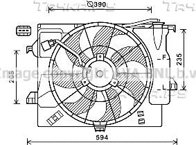 Вентилятор радиатора двигателя AVA для Kia Rio III 2011-2017. Артикул HY7546