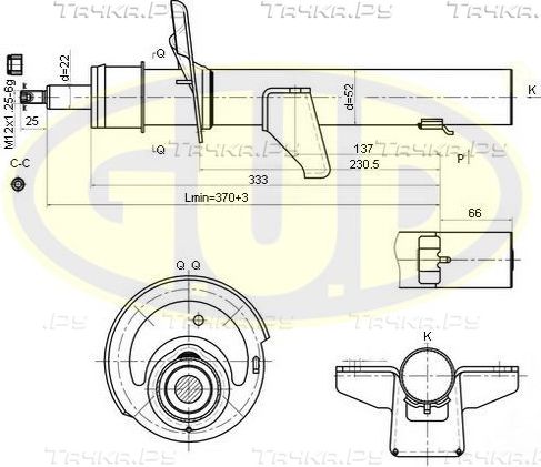 Амортизатор G.U.D. задний для Ford Mondeo III 2000-2007. Артикул GSA335923