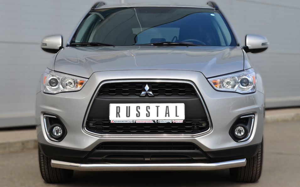 Защита РусCталь переднего бампера d63 для Mitsubishi ASX I рестайлинг 2012-2016. Артикул MASZ-001322