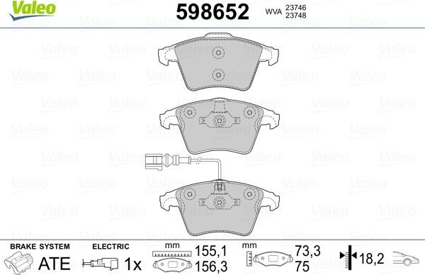 Тормозные колодки Valeo. Артикул 598652