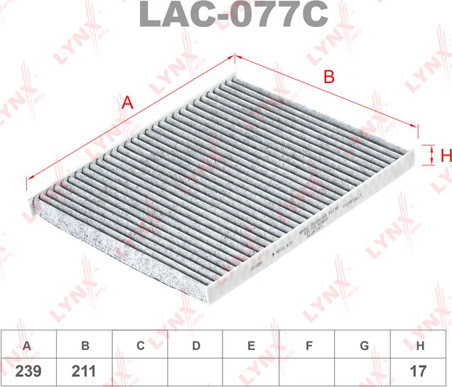 Салонный фильтр LYNXauto для Kia Cerato I 2004-2009. Артикул LAC-077C