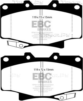 Тормозные колодки EBC Brakes передние для Toyota 4Runner II 1990-1996. Артикул DP6992