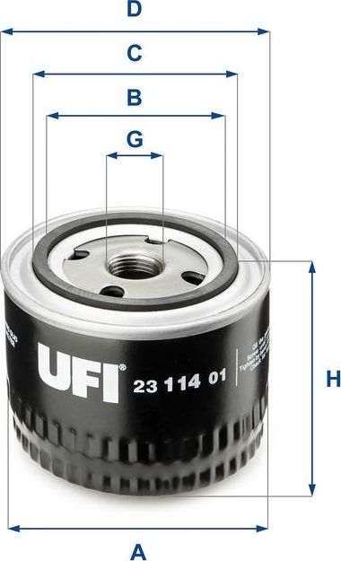 Масляный фильтр UFI. Артикул 23.114.01