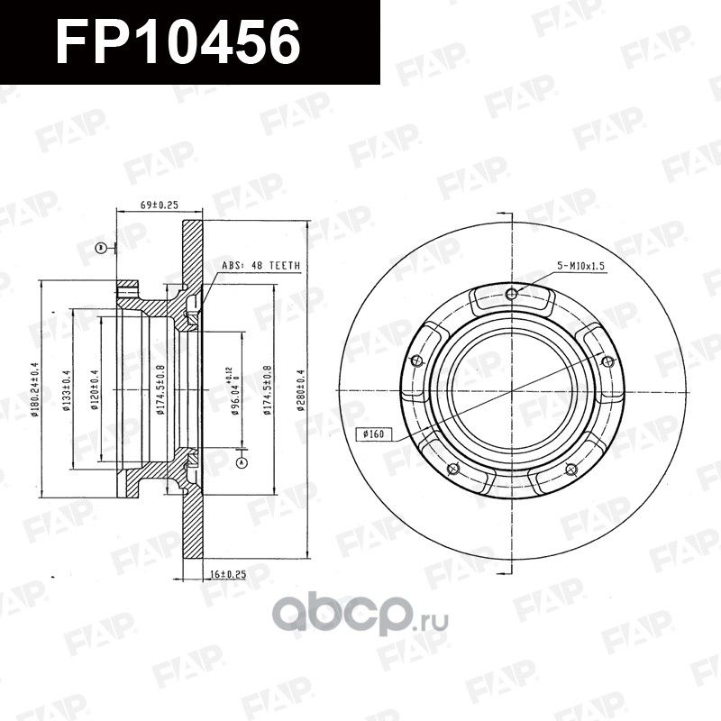 Диск тормозной (FAP). Артикул FP10456