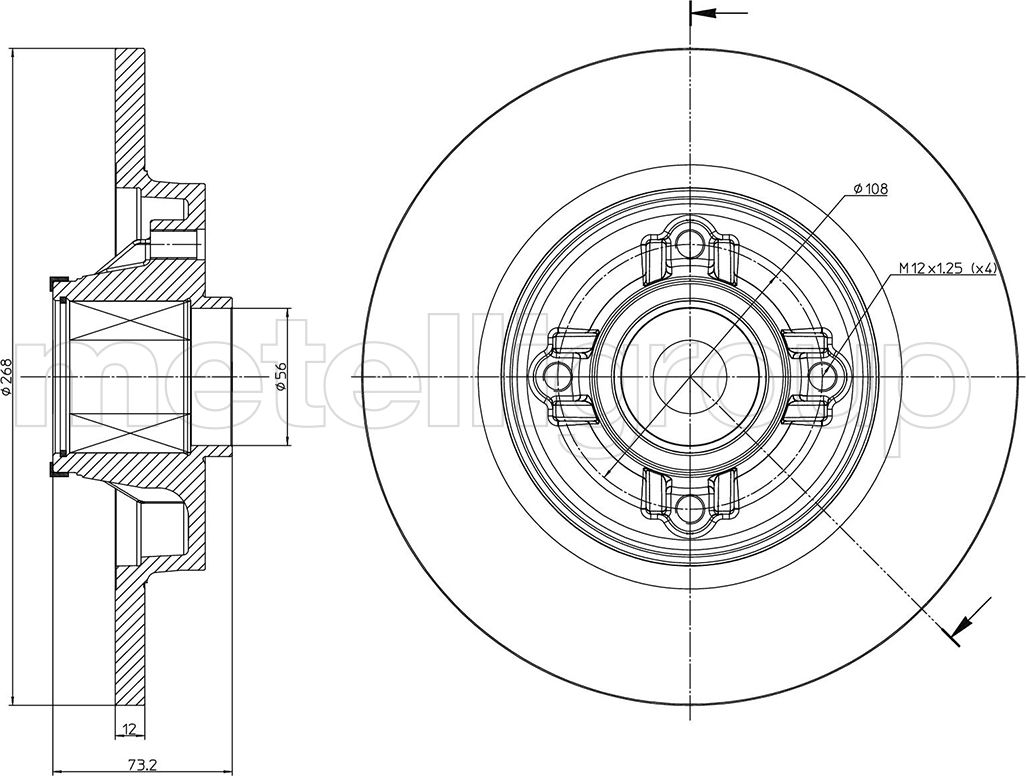 Тормозной диск Metelli. Артикул 23-1395