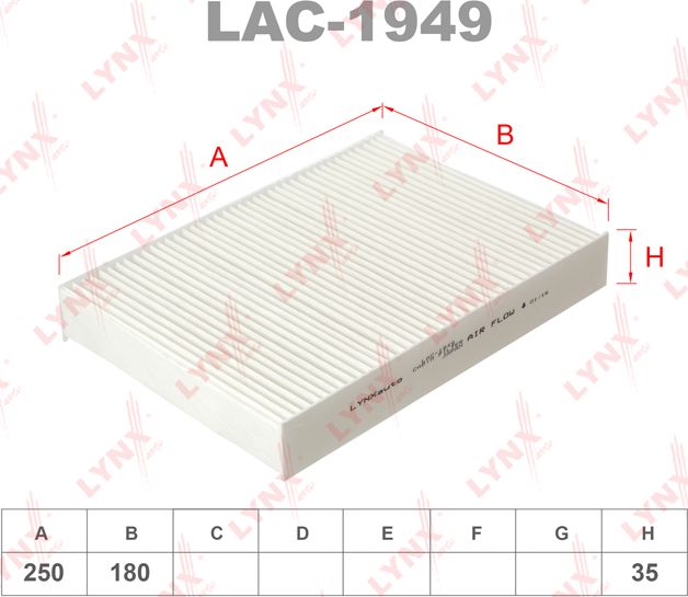 Салонный фильтр LYNXauto. Артикул LAC-1949