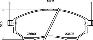 Тормозные колодки Nisshinbo передние для Infiniti QX50 I 2013-2017. Артикул NP2059