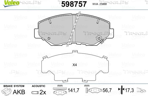 Тормозные колодки Valeo передние для Honda CR-V III 2006-2012. Артикул 598757