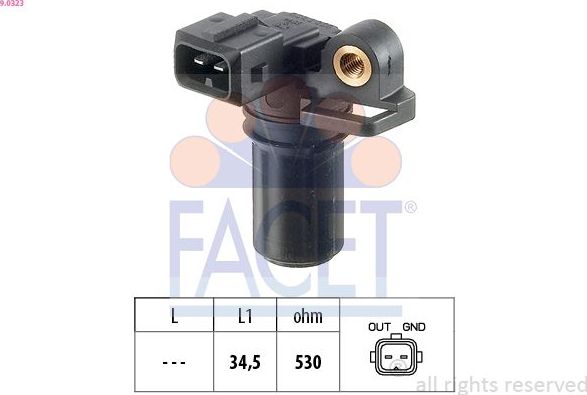 Датчик положения коленвала Facet Made in Italy - OE Equivalent для Ford Tourneo Connect I 2002-2013. Артикул 9.0323