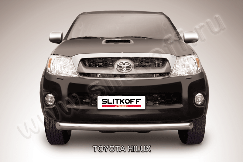 Защита Slitkoff переднего бампера d76 радиусная для Toyota Hilux VII 2011-2015. Артикул THL11-001