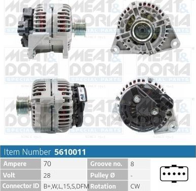 Генератор Meat & Doria для IVECO EuroCargo I, II, III 2000-2015. Артикул 5610011