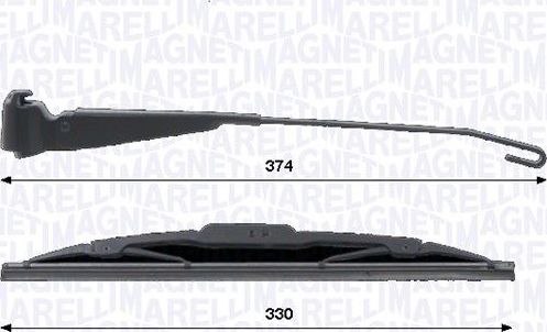 Поводок (рычаг) и щетка стеклоочистителя (дворника) Magneti Marelli. Артикул 000723180435