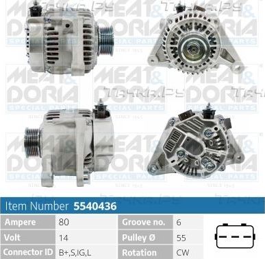 Генератор Meat & Doria для Toyota Corolla Verso I 2001-2004. Артикул 5540436