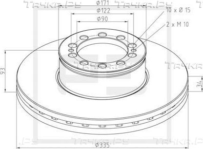 Тормозной диск PE Automotive передний для MAN L2000 1993-2006. Артикул 036.126-00A
