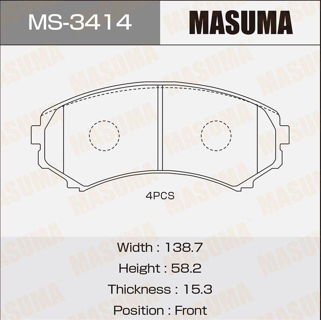 Тормозные колодки Masuma. Артикул MS-3414