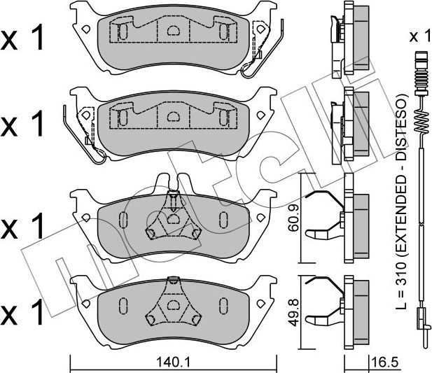 Тормозные колодки Metelli задние для Mercedes-Benz M-Класс I (W163) 1999-2001. Артикул 22-0570-1K