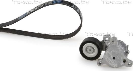 Приводной ремень поликлиновой с роликами (комплект) Gates Micro-V® Kit для Peugeot Expert II 2007-2016. Артикул K016PK1000