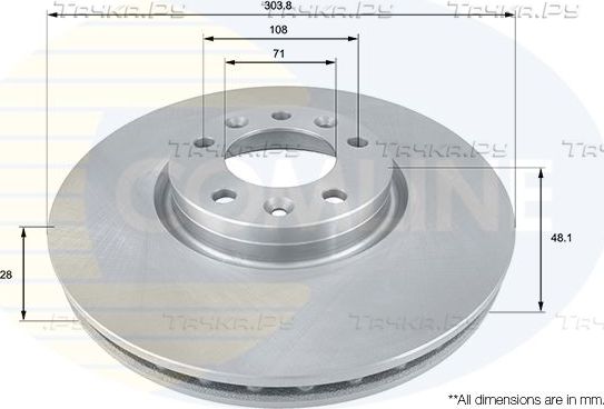 Тормозной диск Comline COATED для Opel Grandland X I 2017-2026. Артикул ADC2711V