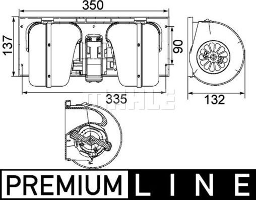 Вентилятор, мотор печки (отопителя) салона Mahle Premium. Артикул AB 85 000P