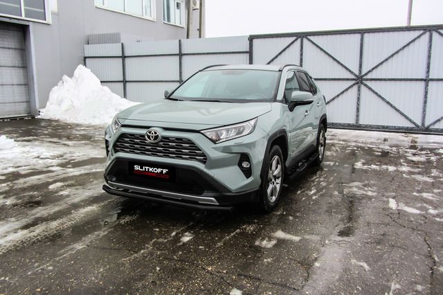 Защита Slitkoff переднего бампера d57 для Toyota RAV4 V 2018-2026 ЧЕРНАЯ матовая. Артикул TR419-002B