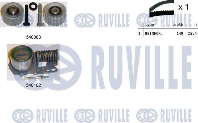 Ремень ГРМ с роликами (комплект) Ruville. Артикул 550240