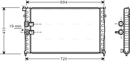 Радиатор охлаждения двигателя AVA. Артикул PEA2177