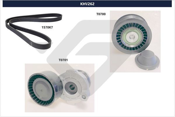 Приводной ремень поликлиновой с роликами (комплект) Hutchinson. Артикул KHV 262