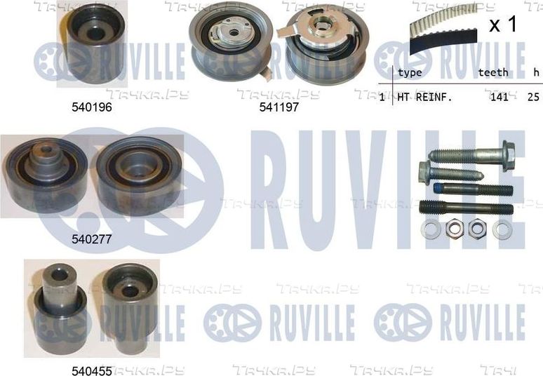 Ремень ГРМ с роликами (комплект) Ruville для SEAT Cordoba I 1999-2002. Артикул 550059
