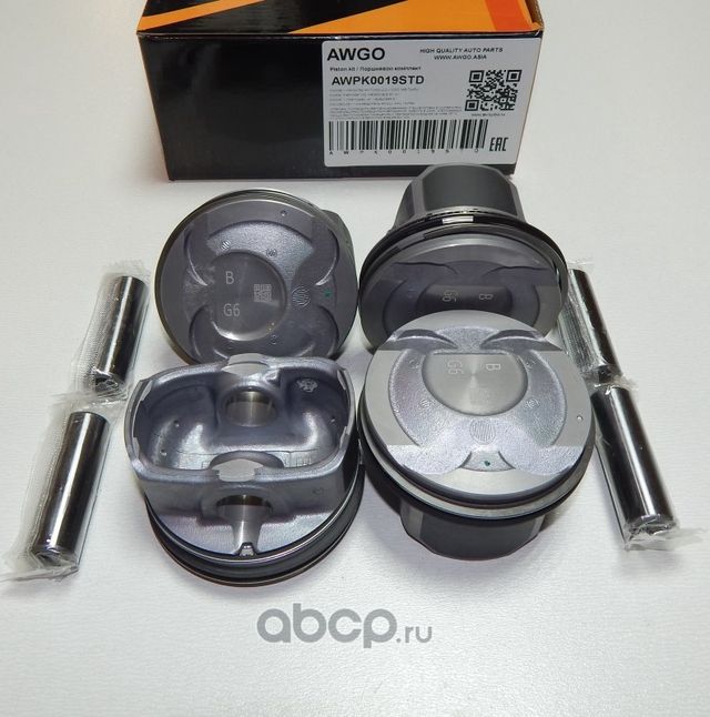 4 шт. порш., кольца, пальцы STD (комплект) AWPK0019STD (Awgo). Артикул AWPK0019STD