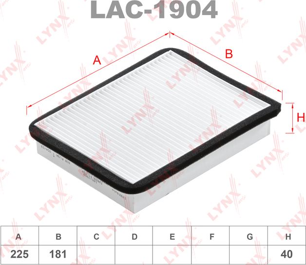 Салонный фильтр LYNXauto. Артикул LAC-1904