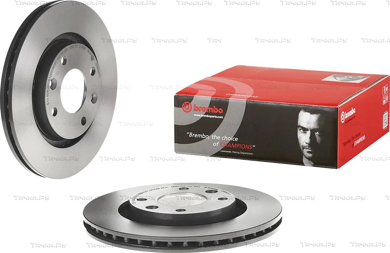 Тормозной диск Brembo PRIME LINE - UV Coated передний для Citroen C3 II 2009-2016. Артикул 09.8695.11