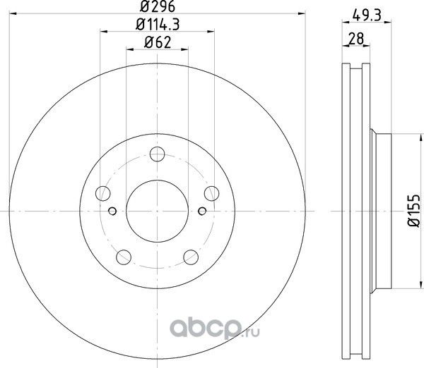 диск тормозной 296x28 (Textar). Артикул 92285103