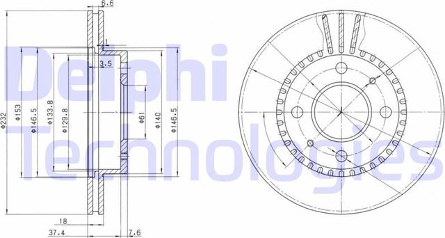 Тормозной диск Delphi. Артикул BG3206