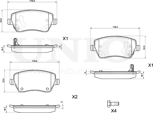 Колодки тормозные дисковые, комплект (Unio). Артикул BRP-20046