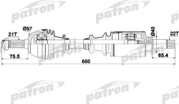Полуось (привод в сборе, приводной вал) Patron. Артикул PDS0040