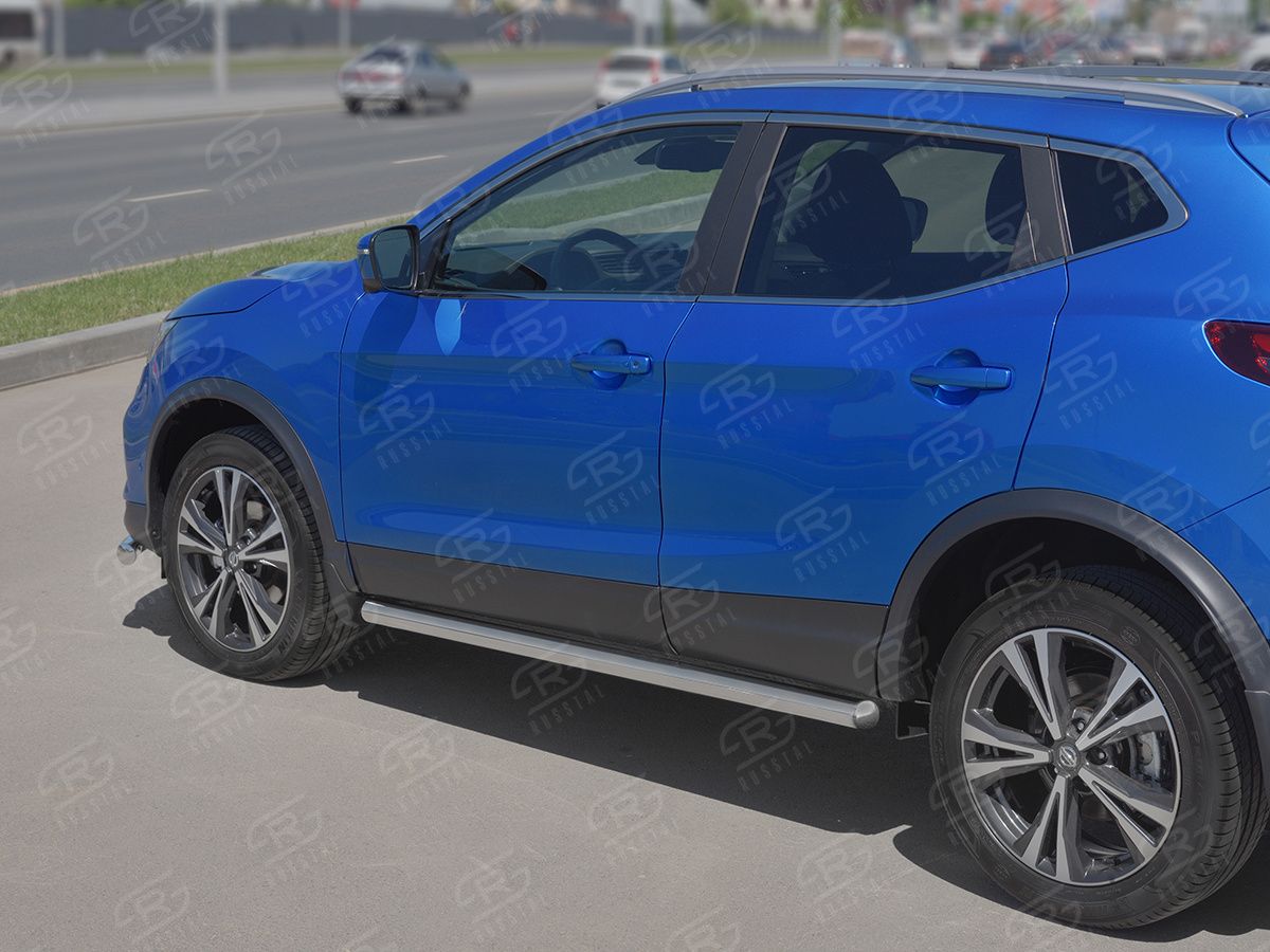 Защита порогов RusStal труба d63 (вариант 3) для Nissan Qashqai II рестайлинг 2019-2026. Артикул NQST-0032483