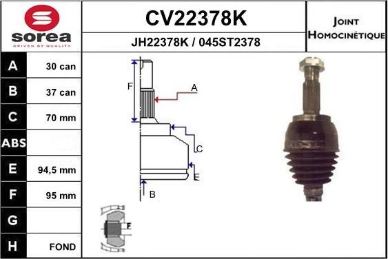 Шрус наружный (граната) EAI задний для Mercedes-Benz Viano I (W639) 2003-2014. Артикул CV22378K