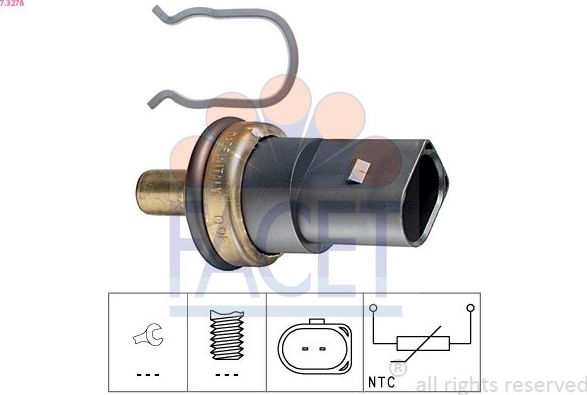 Датчик температуры охлаждающей жидкости Facet Made in Italy - OE Equivalent. Артикул 7.3278