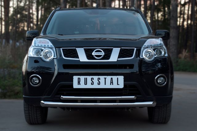 Защита RusStal переднего бампера d63/42 (дуга) для Nissan X-Trail T31 2011-2014. Артикул NXZ-000961