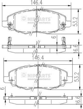 Тормозные колодки Nipparts передние для Toyota Hilux VII 2004-2015. Артикул J3602108
