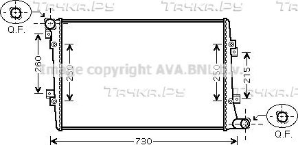 Радиатор охлаждения двигателя AVA для Volkswagen Eos I 2006-2008. Артикул VNA2255