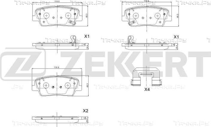 Тормозные колодки Zekkert задние для Kia Sorento II 2009-2026. Артикул BS-1455