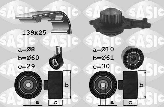 Помпа (водяной насос) с комплектом ремня ГРМ Sasic. Артикул 3900042