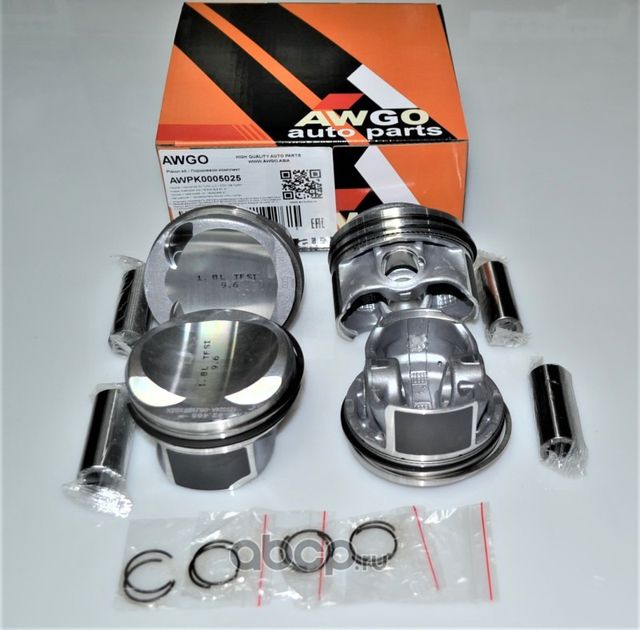 4 шт. порш., кольца, пальцы 0,25 (комплект) AWPK0005025 (Awgo). Артикул AWPK0005025