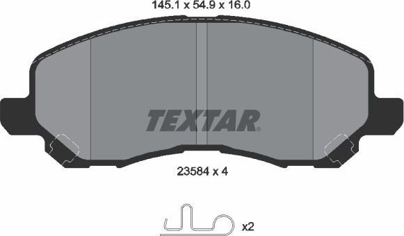 Тормозные колодки Textar передние для Dodge Caliber I 2006-2013. Артикул 2358403