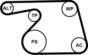 Приводной ремень поликлиновой с роликами (комплект) ContiTech. Артикул 6PK1318K2