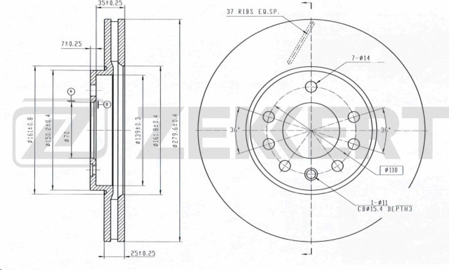 Тормозной диск Zekkert. Артикул BS-5247B