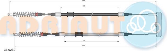 Трос ручника (тросик ручного тормоза) Adriauto задний для Opel Kadett E 1984-1994. Артикул 33.0232