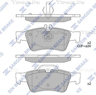 Тормозные колодки Sangsin Hi-Q задние для Mercedes-Benz CLS I (C219) 2004-2010. Артикул SP2209